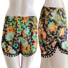 High Waist Women Ladies Tassel Floral Print Casual Beach Shorts J4U66