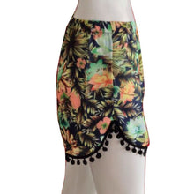 High Waist Women Ladies Tassel Floral Print Casual Beach Shorts J4U66