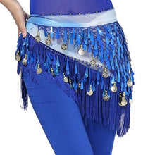 Hip Scarf Chiffon Coins Tassels Sequins Triangle Skirt Belly Dance Costume J4U66