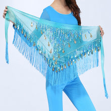 Hip Scarf Chiffon Coins Tassels Sequins Triangle Skirt Belly Dance Costume J4U66