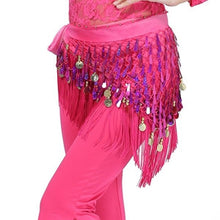 Hip Scarf Chiffon Coins Tassels Sequins Triangle Skirt Belly Dance Costume J4U66