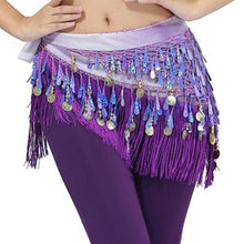 Hip Scarf Chiffon Coins Tassels Sequins Triangle Skirt Belly Dance Costume J4U66
