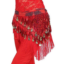 Hip Scarf Chiffon Coins Tassels Sequins Triangle Skirt Belly Dance Costume J4U66