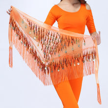 Hip Scarf Chiffon Coins Tassels Sequins Triangle Skirt Belly Dance Costume J4U66