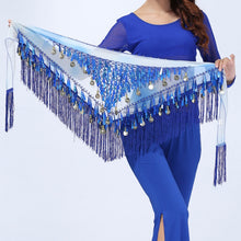 Hip Scarf Chiffon Coins Tassels Sequins Triangle Skirt Belly Dance Costume J4U66