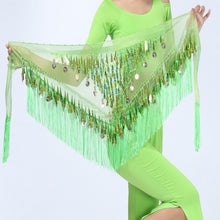 Hip Scarf Chiffon Coins Tassels Sequins Triangle Skirt Belly Dance Costume J4U66
