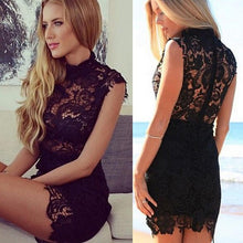 Hollow Out Embroidery High Collar Lace DressWomen's Sleeveless Package Hip Dress Sexy Club Dress Party Pencil Dress J4U66
