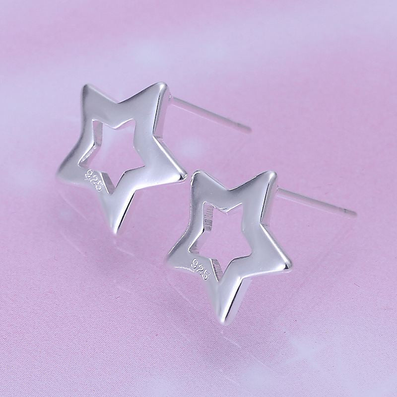 hollow star stud earings silver plated jewelry earrings for women silver plated earrings smte107 J4U66