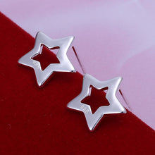 hollow star stud earings silver plated jewelry earrings for women silver plated earrings smte107 J4U66