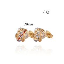 18k gold plated ear stud earrings for women flower rhinestone brincos retro double sided earring earing jewerly J4U66