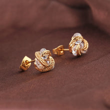 18k gold plated ear stud earrings for women flower rhinestone brincos retro double sided earring earing jewerly J4U66