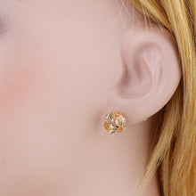 18k gold plated ear stud earrings for women flower rhinestone brincos retro double sided earring earing jewerly J4U66