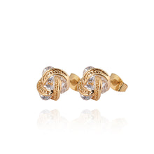 18k gold plated ear stud earrings for women flower rhinestone brincos retro double sided earring earing jewerly J4U66