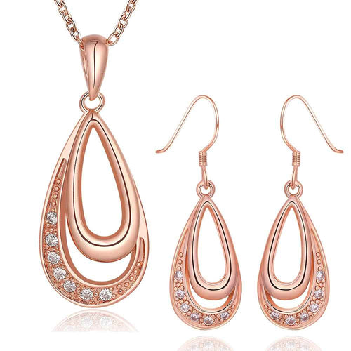 18k gold plating jewelry sets two crystal earrings necklace  3 J4U66