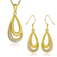 18k gold plating jewelry sets two crystal earrings necklace  3 J4U66