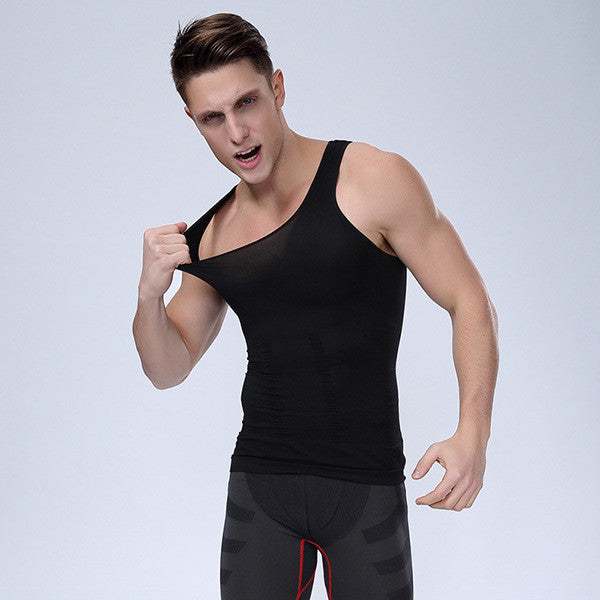 Men Body Shapers Vest Corsets Sleeveless Tee Shirt Tank Tops J4U66