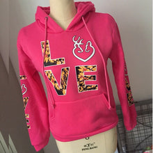 Casual Solid Couples Hoodies Sweatshirts Pullovers Turn-down Collar LOVE Print Kangaroo Pocket Hoodie J4U66