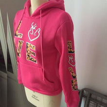 women casual solid couples hoodies sweatshirts pullovers turn down collar love print kangaroo pocket hoodie J4U66