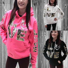 Casual Solid Couples Hoodies Sweatshirts Pullovers Turn-down Collar LOVE Print Kangaroo Pocket Hoodie J4U66