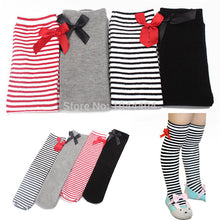 Cotton Kids Baby Bowknot Stripes In tube 1-8Y Girls Dress High StockingJFY66