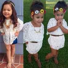 Cute Baby Kids Girls Lace T-shirts Batwing Sleeve Tops Blouse Casual Tee shirt  J4U66