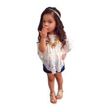 Cute Baby Kids Girls Lace T-shirts Batwing Sleeve Tops Blouse Casual Tee shirt  J4U66