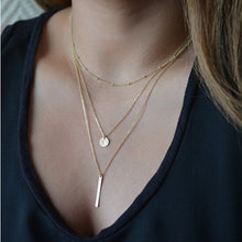 Gold Plated Fatima Hand 3 Multi Layer Chain Bar Necklace Gold Beads and Long Strip Pendant Necklaces Jewelry J4U66