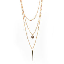Gold Plated Fatima Hand 3 Multi Layer Chain Bar Necklace Gold Beads and Long Strip Pendant Necklaces Jewelry J4U66