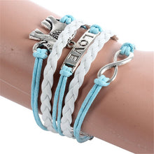 Infinity Braid Love Elephants Chain Leather Charm Plated Silver DIY Bracelet J4U66