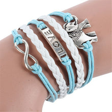 Infinity Braid Love Elephants Chain Leather Charm Plated Silver DIY Bracelet J4U66