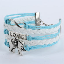 infinity braid love elephants chain leathercharm plated silver diy bracelet J4U66