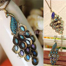 Trendy Peacock Long Colorful Crystal Necklaces & Pendants For Women J4U66