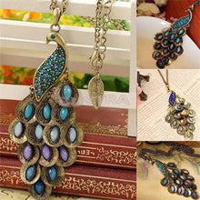 Trendy Peacock Long Colorful Crystal Necklaces & Pendants For Women J4U66