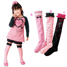 Kids Baby Toddler Cotton High Knee Lace Girls Socks Leg Warm Tight Hose 3-8Y 3 Colors J4U66