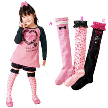 kids baby cotton high knee lace girls socks leg warm tight hose 3 colors J4U66