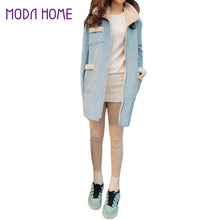 korea style coat women suede fleece lining pockets turn down collar fur long sleeve warm jacket outerwear overcoat J4U66