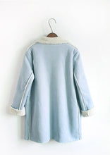 korea style coat women suede fleece lining pockets turn down collar fur long sleeve warm jacket outerwear overcoat J4U66