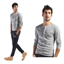 Men Basic Long Sleeve T-shirt Gray Dark Blue Yellow White Slim Cut T Shirt Tops P1 J4U66
