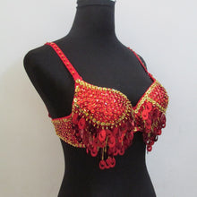 pteris belly dance beaded crystal sequin bra top wine bar nightclub rave dj dancewear J4U66