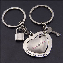 Lovers Heart Lock key chains keyring keyfob Valentine Couple gift purses handbags  J4U66