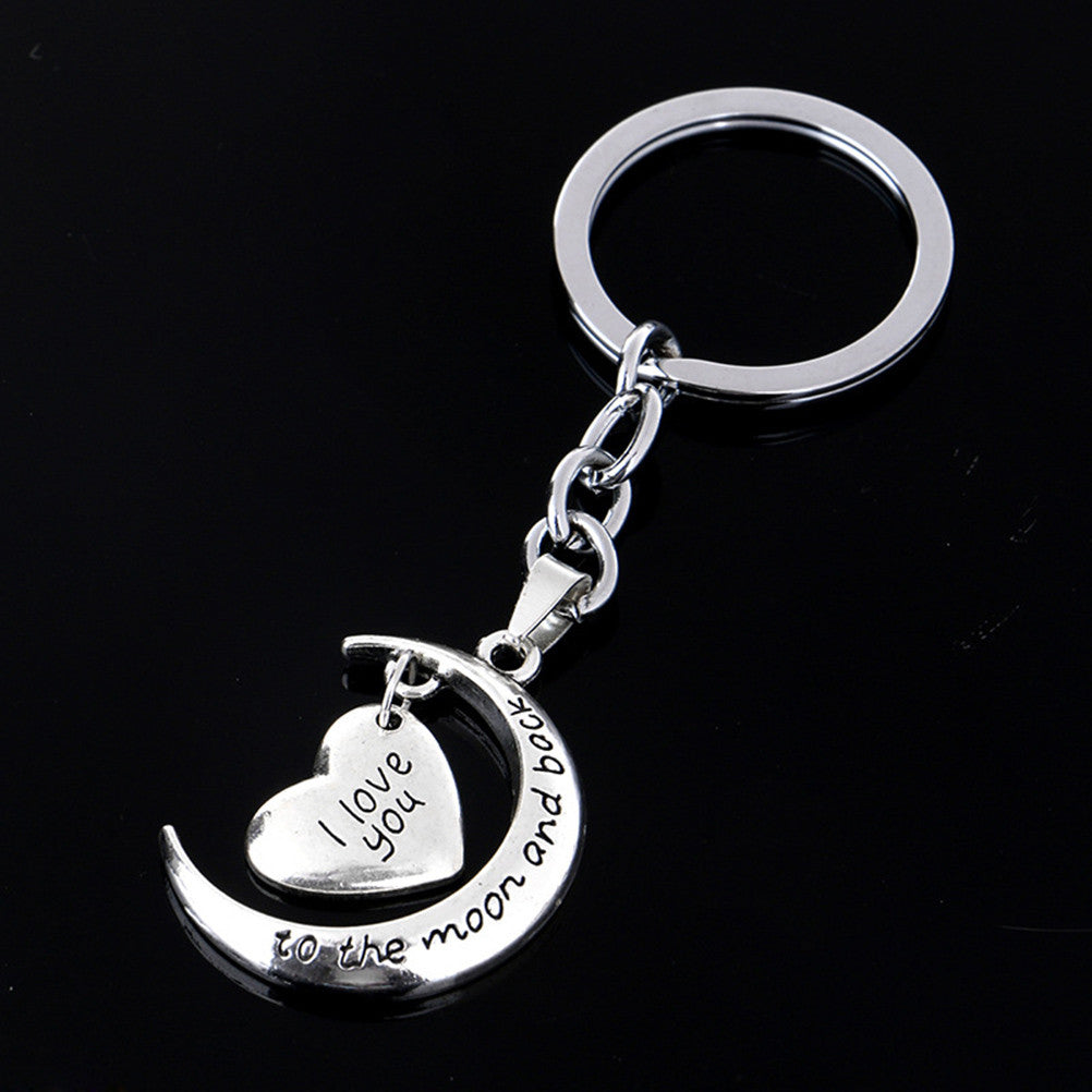 s I Love You To The Moon and Back Keychain Key Ring Jewelry Moon And Heart Key Chains Gifts For Women J4U66