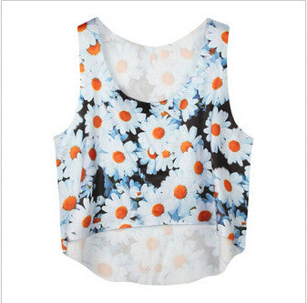 Style Women 3D Printed Vest Casual Sleeveless O-Neck Floral Tank Tops Slim Fitness Plus Size J4U66