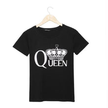 Woman Clothes Queen Letter Print T Shirts Short Sleeve tshirt Ladies Fitness harajuku white black top tees J4U66