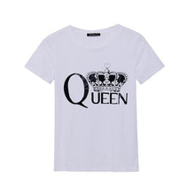 Woman Clothes Queen Letter Print T Shirts Short Sleeve tshirt Ladies Fitness harajuku white black top tees J4U66