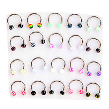 20pcs colorful stainless steel ball barbell curved nose studs rings bars piercing J4U66