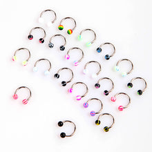 20pcs colorful stainless steel ball barbell curved nose studs rings bars piercing J4U66