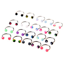 20pcs colorful stainless steel ball barbell curved nose studs rings bars piercing J4U66