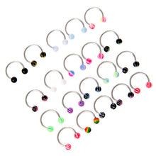 20pcs colorful stainless steel ball barbell curved nose studs rings bars piercing J4U66