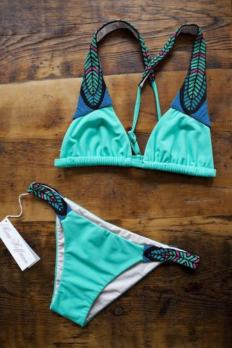 beach bikini sets tassel bra low waist print bottom women sexy bikini swimsuits top swimwear beachwear J4U66