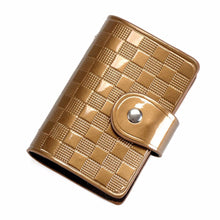 Portable Mini Bank Credit Card Slot Holder Candy Color Patent Plaid Package Folder Card Case J4U66